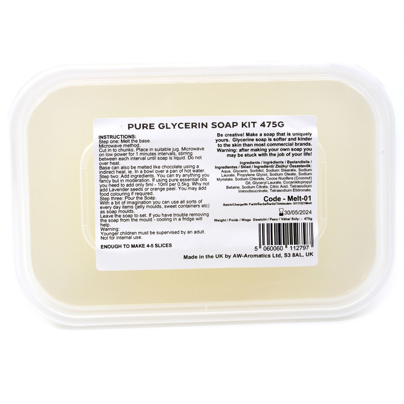 bG9jYWw6Ly9tZWRpYS85Sy84RS82MFIzMEMxRzY0Vks4RTlLL2UxOWRiYzEwLmpwZWc.jpg Seife selber machen Set 475 g Melt & Pour Seifenbasis