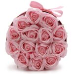 Seifenblumen Rosenstrauß 14 Rosa Rosen Rund