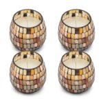 Kleine Glaskerze Amber Mosaik 35 Stunden Brenndauer Dekokerze im Glas