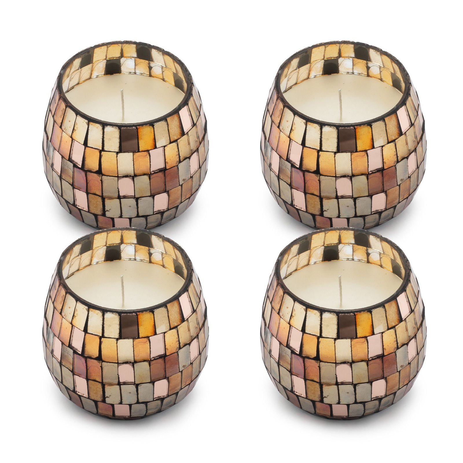 Kleine Glaskerze Amber Mosaik 35 Stunden Brenndauer Dekokerze im Glas