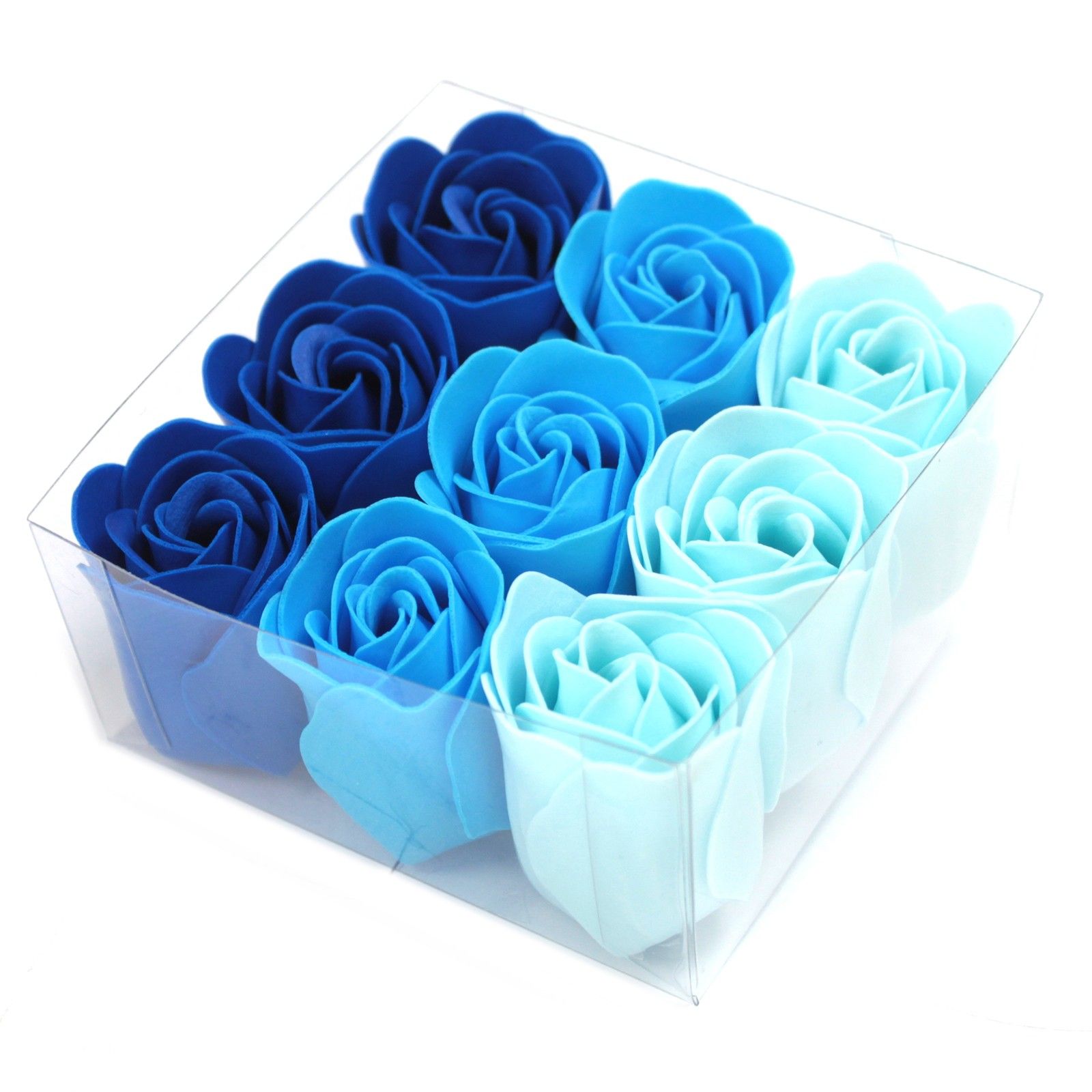 Seifenblumen Box Blaue Hochzeitsrosen 9er Set Geschenkset