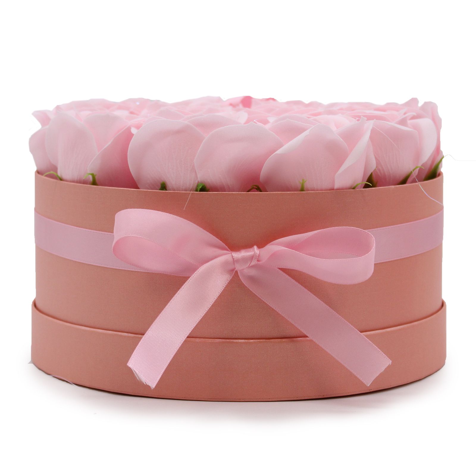 Seifenblumen Rosenstrauß 14 Rosa Rosen Rund – Duftseifen Geschenkbox
