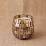 Kleine Glaskerze Amber Mosaik 35 Stunden Brenndauer Dekokerze im Glas