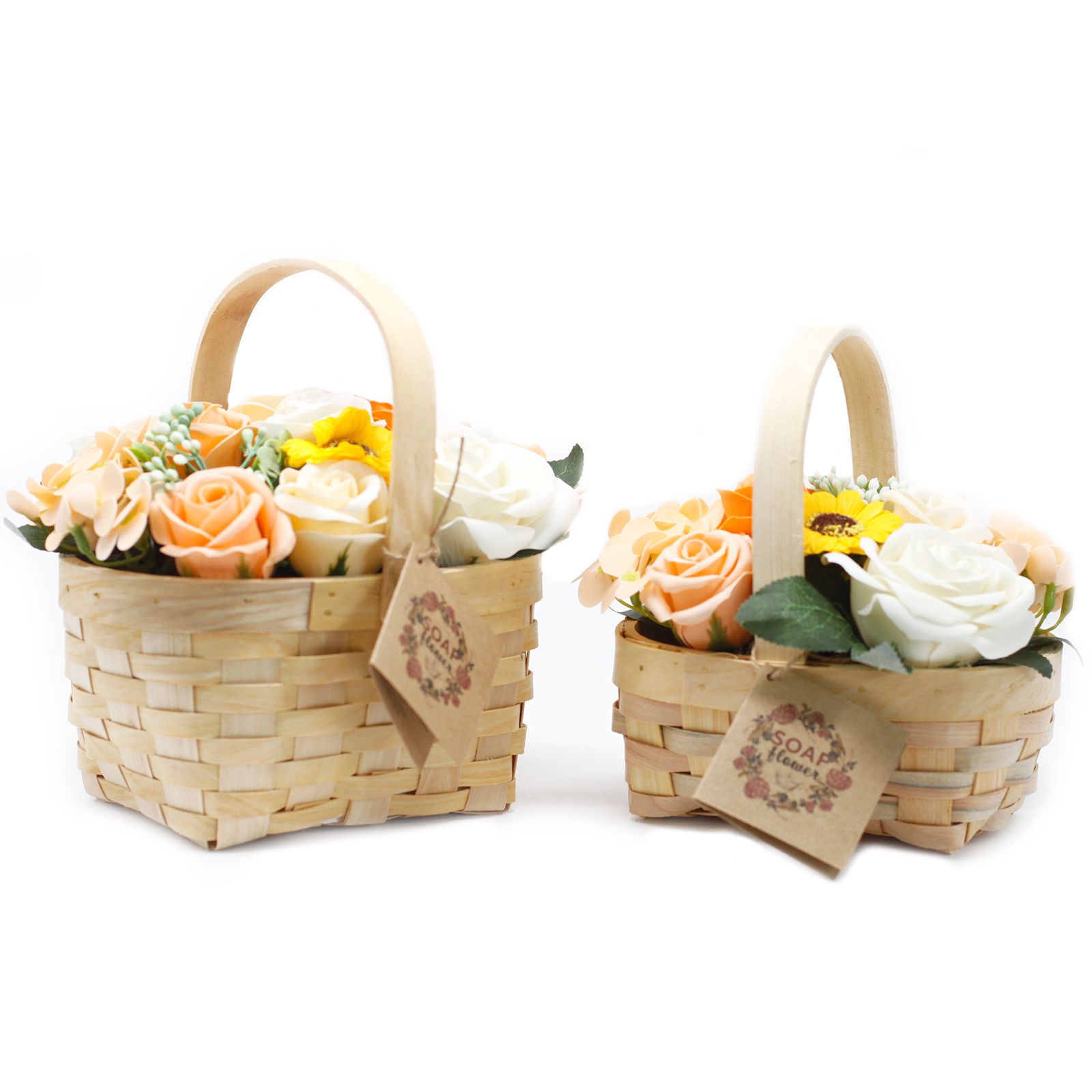 Seifenblumen Rosenstrauß Rosa im Weidenkorb – Duftseifen Geschenk
