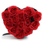 Seifenblumen Rosenstrauß Rot 13 Rosen Herz – Duftseifen Geschenkbox – Honigbee Seifenblumen Rosenstrauß Rot 13 Rosen Herz