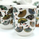 Keramik Teeservice Chinesische Fächer mit Teekanne & 6 Tassen – Honigbee Keramik Teeservice Chinesische Fächer mit Teekanne & 6 Tassen