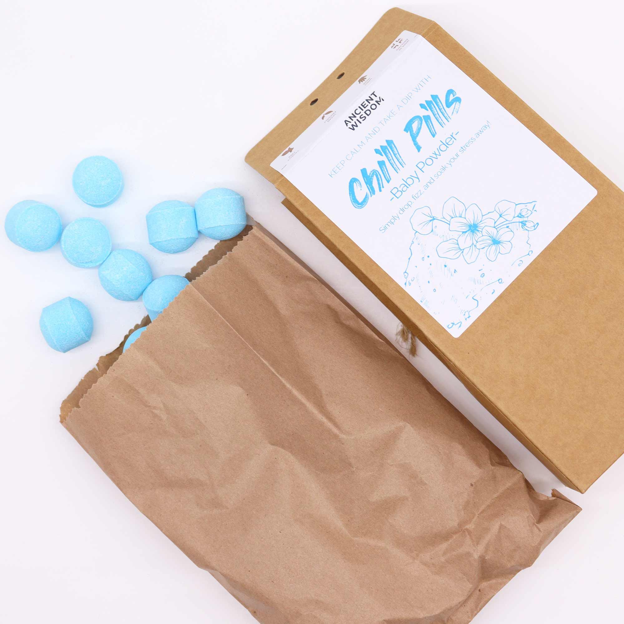 Badekugeln Geschenkset Babypuderduft Chill Pills 350 g Vegan Handgemacht