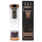 Glas Teeflasche mit Teesieb & Amethyst 500 ml Roségold – Honigbee Glas Teeflasche mit Teesieb & Amethyst 500 ml