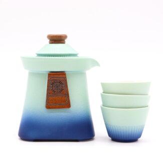 Keramik Teeservice Blue Heaven mit Teekanne & 3 Tassen