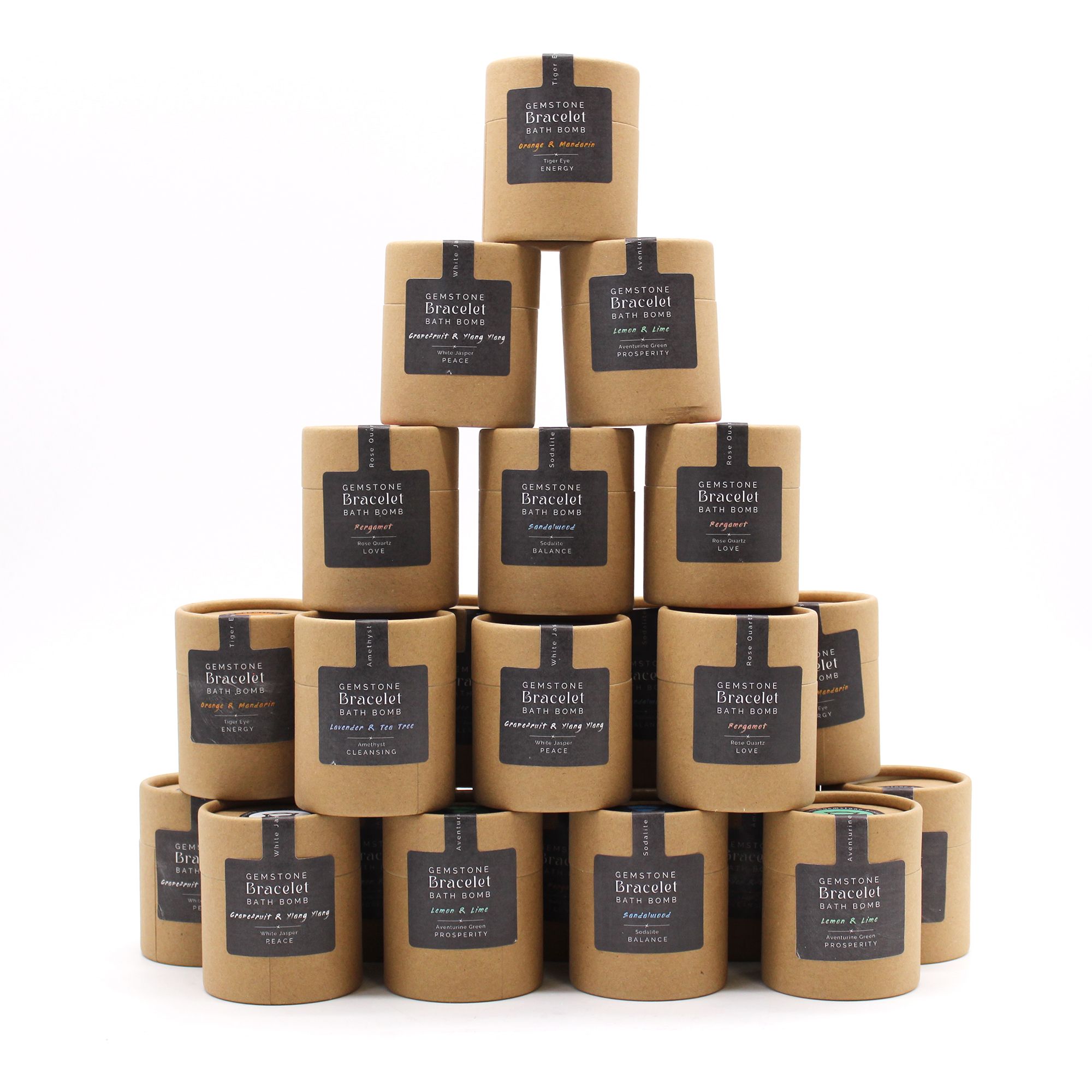 Badebombe mit Weißem Jaspis Armband Grapefruit & Ylang-Ylang 140 g Handgemacht