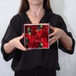 Seifenblumen Geschenkbox Rote Rosen Quadrat – Romantisches Duftseifen Geschenk