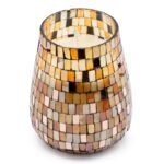 Große Mosaik Duftkerze im Glas Amber 150 Stunden Brenndauer – Honigbee Große Mosaik Duftkerze im Glas Amber
