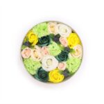Seifenblumen Geschenkbox Frühling Rund Gelb & Grün