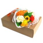 Seifenblumen Handseife Blumenstrauß Orange in Geschenkbox