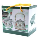 Keramik Teeservice Weiß Orientalisch mit Teekanne & 6 Tassen – Honigbee Keramik Teeservice Weiß Orientalisch mit Teekanne & 6 Tassen