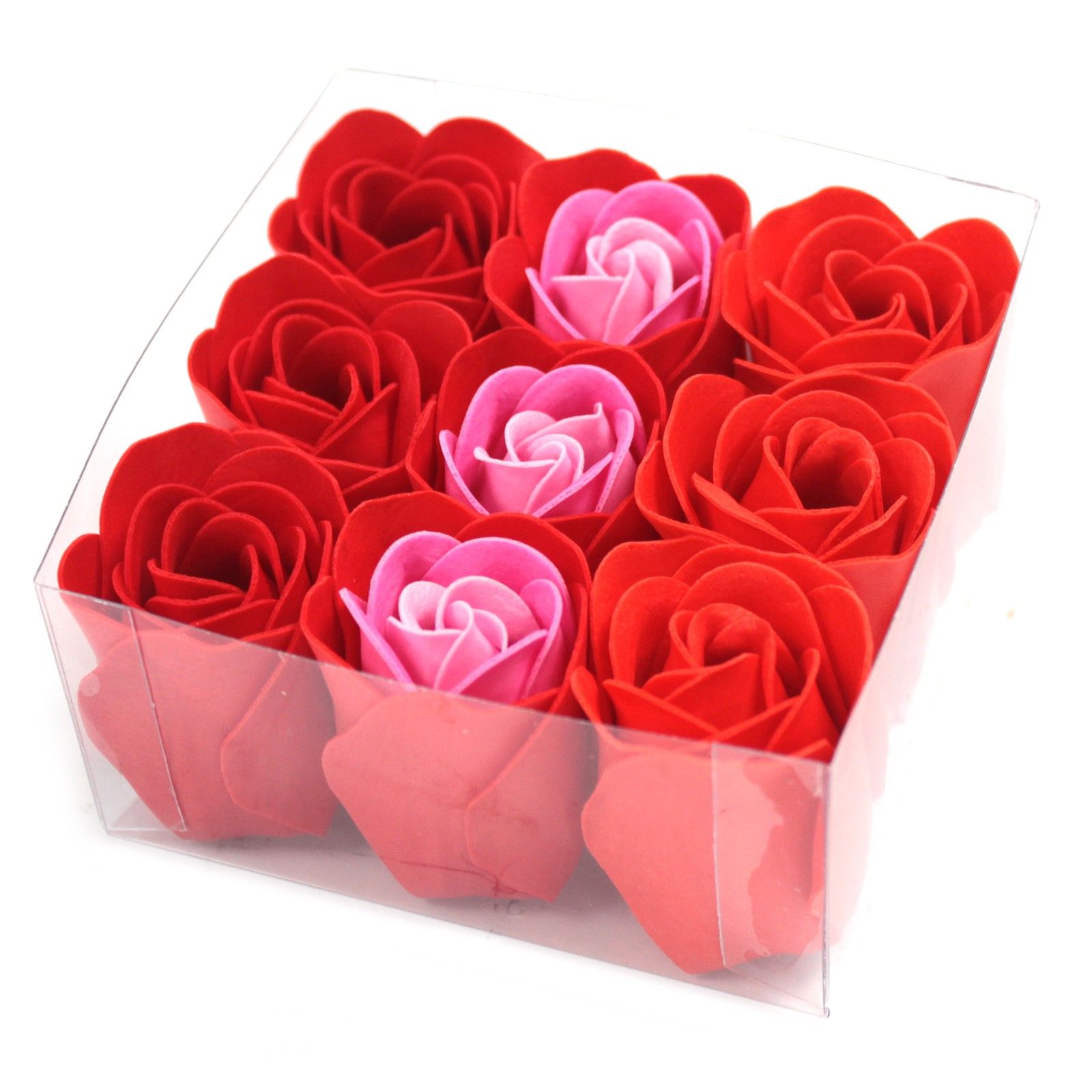 Seifenblumen Box Rote Rosen 9er Set Geschenkset