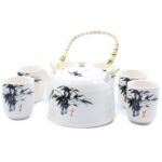 Keramik Teeservice Weiß Orientalisch mit Teekanne & 6 Tassen – Honigbee Keramik Teeservice Weiß Orientalisch mit Teekanne & 6 Tassen