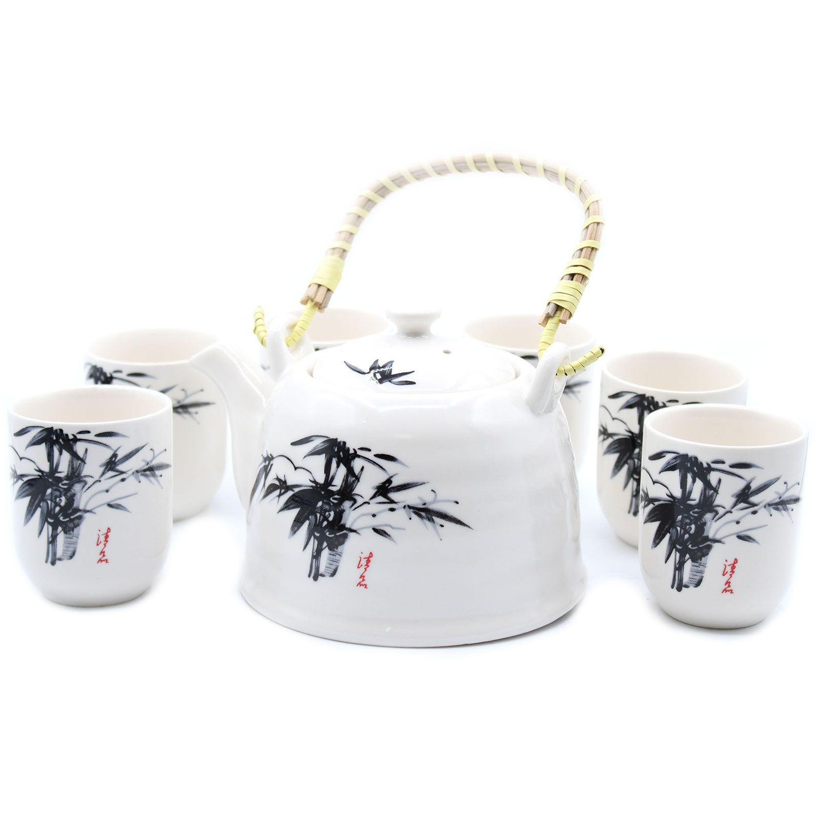 Keramik Teeservice Weiß Orientalisch mit Teekanne & 6 Tassen Keramik Teeservice Weiß Orientalisch mit Teekanne & 6 Tassen
