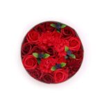 Seifenblumen Geschenkbox Rote Rosen Rund – Romantisches Duftseifen Geschenk – Honigbee Seifenblumen Geschenkbox Rote Rosen Rund