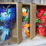Seifenblumen Handseife Blumenstrauß Orange in Geschenkbox
