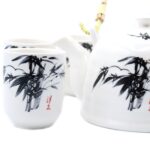 Keramik Teeservice Weiß Orientalisch mit Teekanne & 6 Tassen – Honigbee Keramik Teeservice Weiß Orientalisch mit Teekanne & 6 Tassen