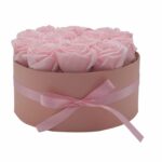 Seifenblumen Rosenstrauß 14 Rosa Rosen Rund – Duftseifen Geschenkbox