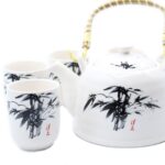 Keramik Teeservice Weiß Orientalisch mit Teekanne & 6 Tassen – Honigbee Keramik Teeservice Weiß Orientalisch mit Teekanne & 6 Tassen