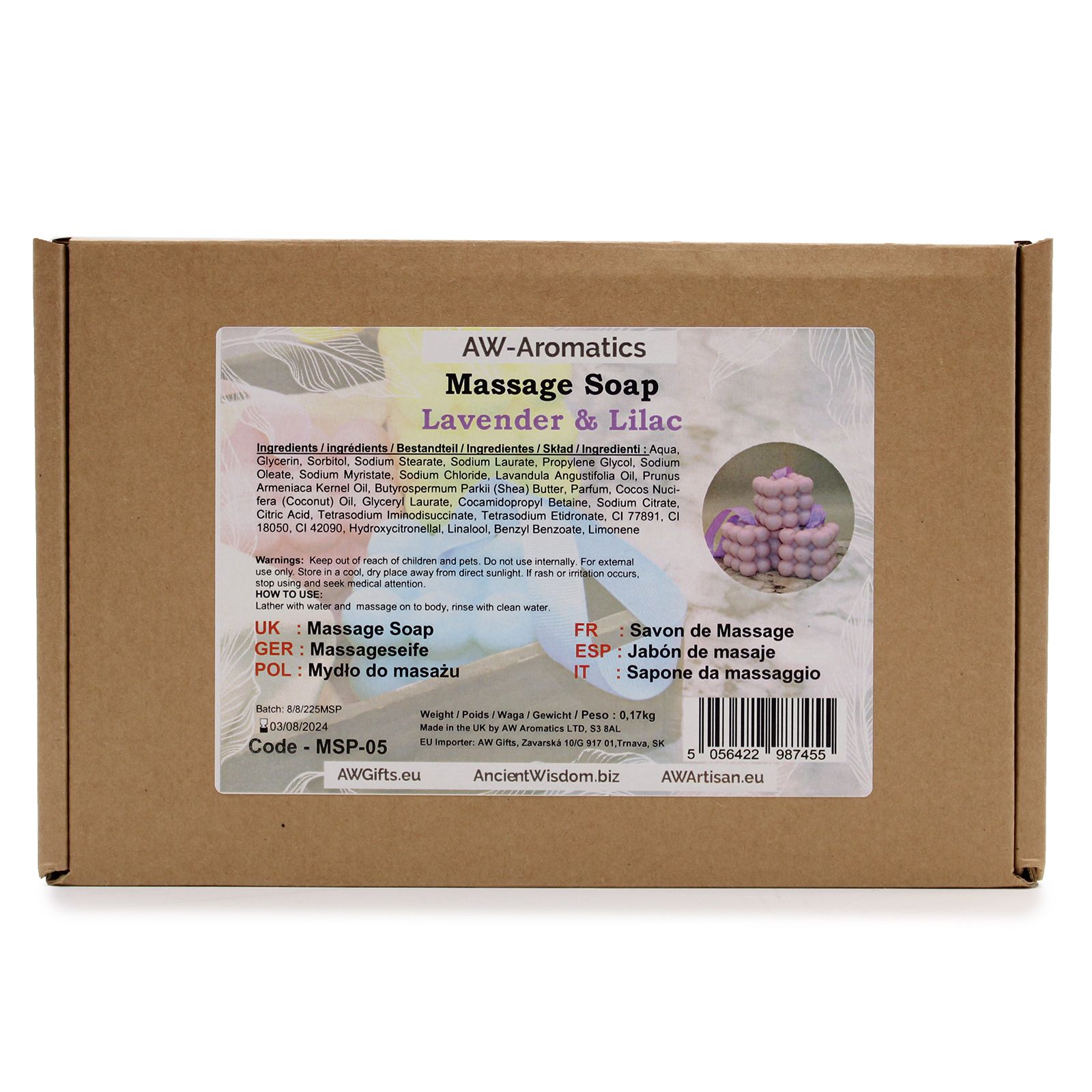Massageseife Lavendel & Flieder Lila Handgemacht mit Sheabutter 170 g