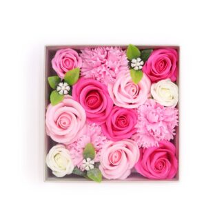 Seifenblumen Geschenkbox Baby Mädchen Rosa Quadrat