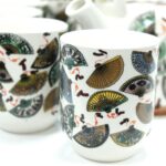 Keramik Teeservice Chinesische Fächer mit Teekanne & 6 Tassen – Honigbee Keramik Teeservice Chinesische Fächer mit Teekanne & 6 Tassen