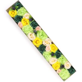 Seifenblumen Geschenkbox Frühling Gelb & Grün XL