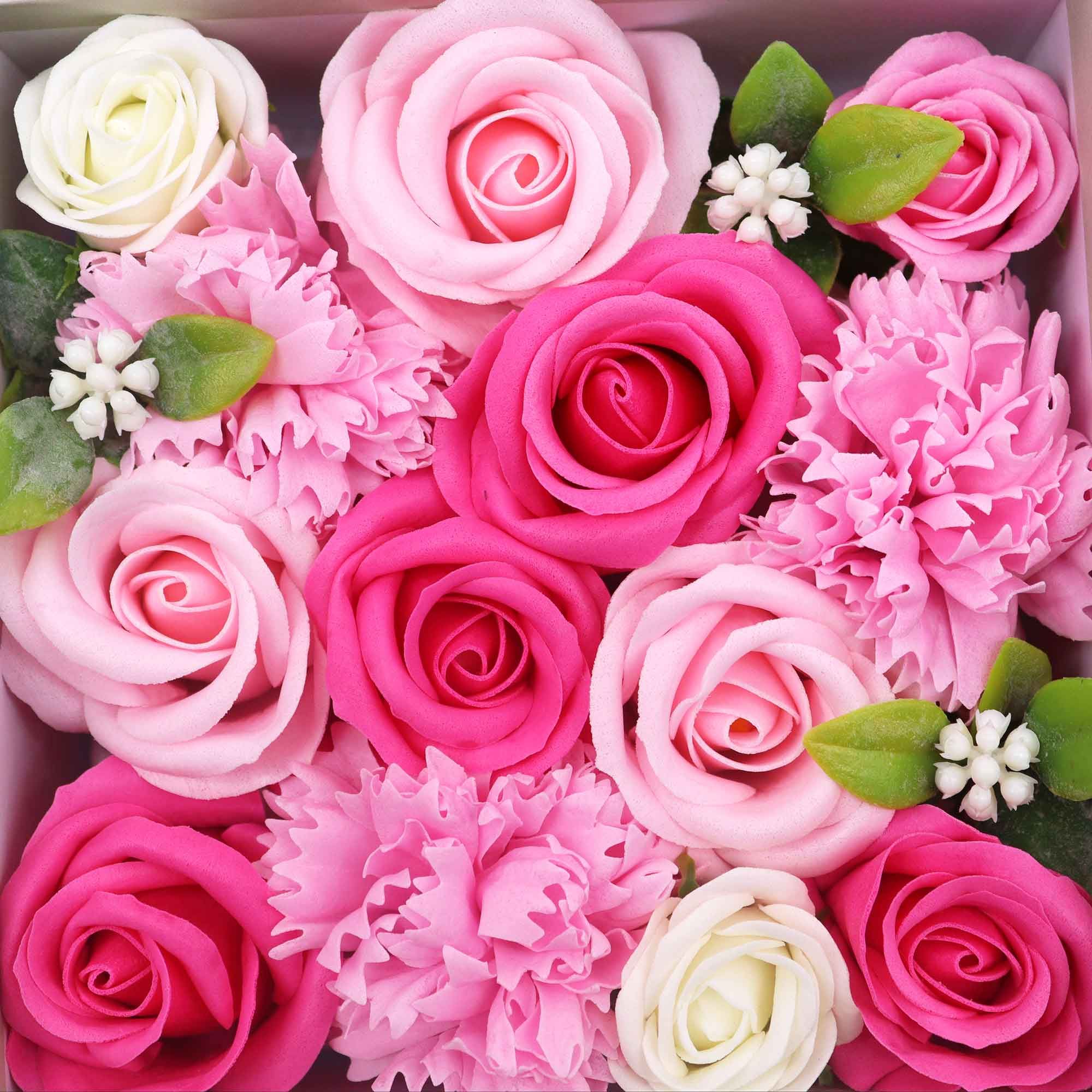 Seifenblumen Geschenkbox Baby Mädchen Rosa Quadrat – Duftseifen Geschenk