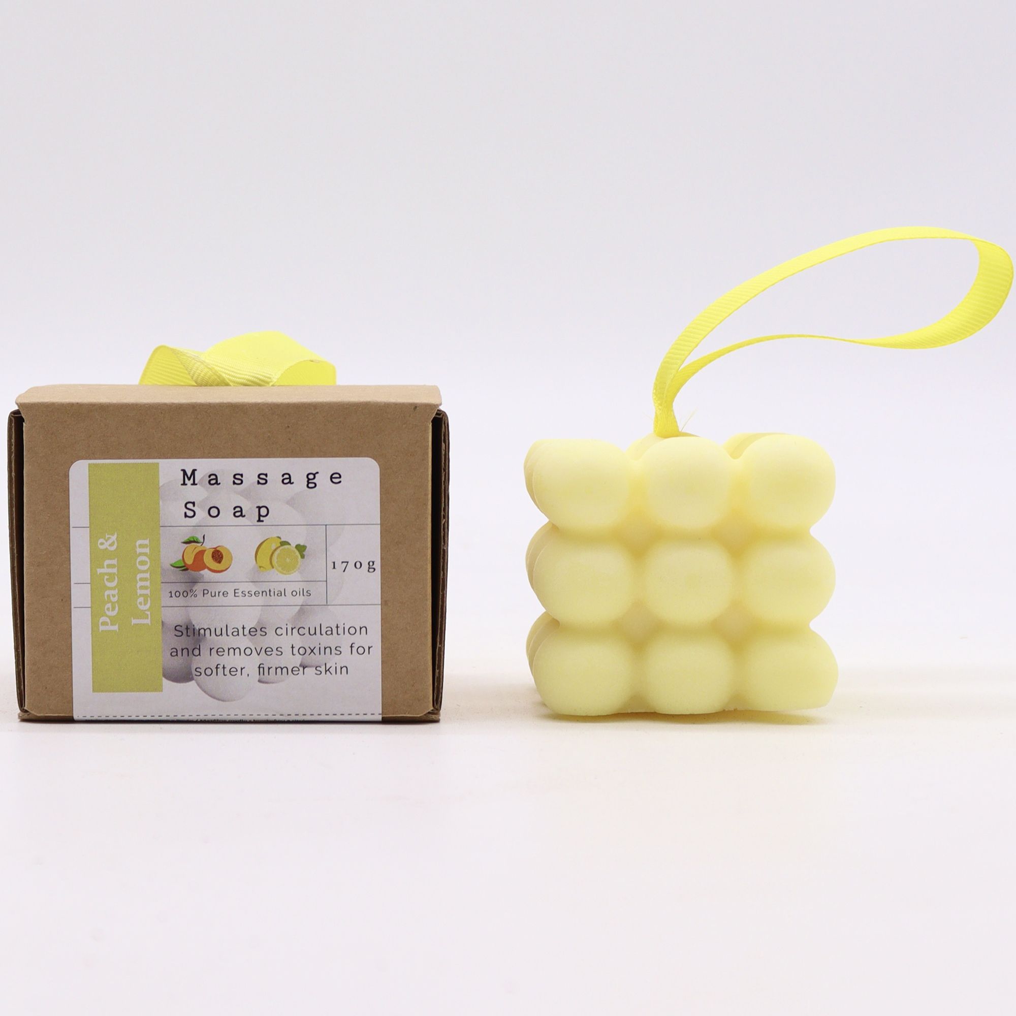 Massageseife Pfirsich Zitrone Geschenkbox Gelb Handgemacht 200 g