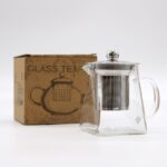 Glas Teekanne mit Edelstahl Teesieb 350 ml Turmform – Honigbee Glas Teekanne mit Edelstahl Teesieb 350 ml Turmform