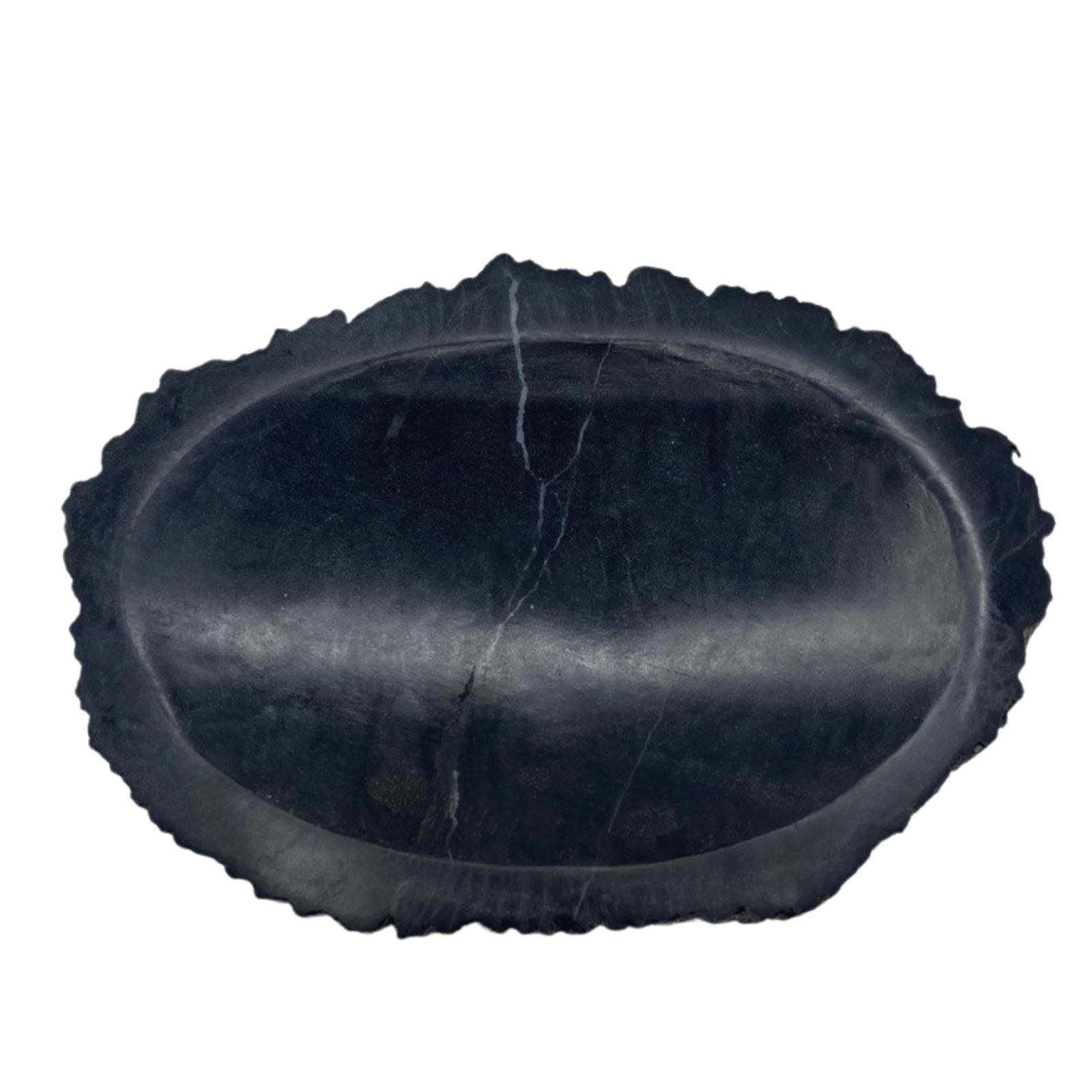 Seifenschale aus Versteinertem Holz Schwarz