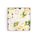 Seifenblumen Geschenkbox Hochzeit Quadrat Weiß & Elfenbein