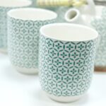 Keramik Teeservice Grünes Mosaik mit Teekanne & 6 Tassen – Honigbee Keramik Teeservice Grünes Mosaik mit Teekanne & 6 Tassen