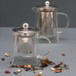 Glas Teekanne mit Edelstahl Teesieb 350 ml Turmform – Honigbee Glas Teekanne mit Edelstahl Teesieb 350 ml Turmform