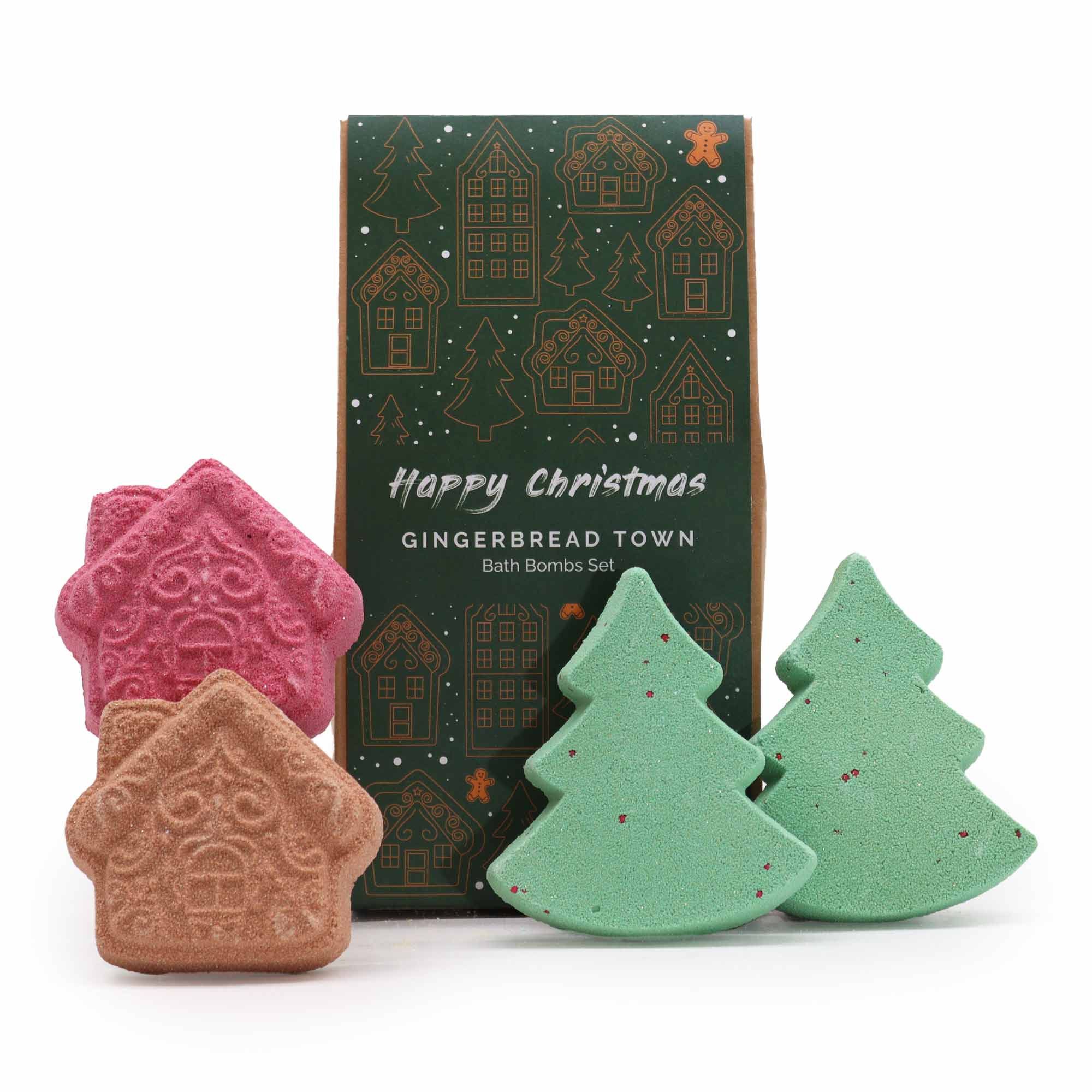 Weihnachts Badebomben Geschenkset Gingerbread Town 4er Set
