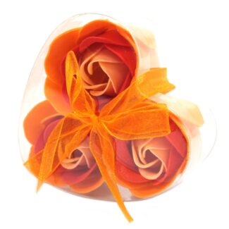 Seifenblumen Herzbox Pfirsich Rosen 3er Set