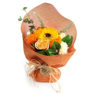 Seifenblumen Blumenstrauß Orange stehend dekoratives Geschenkset