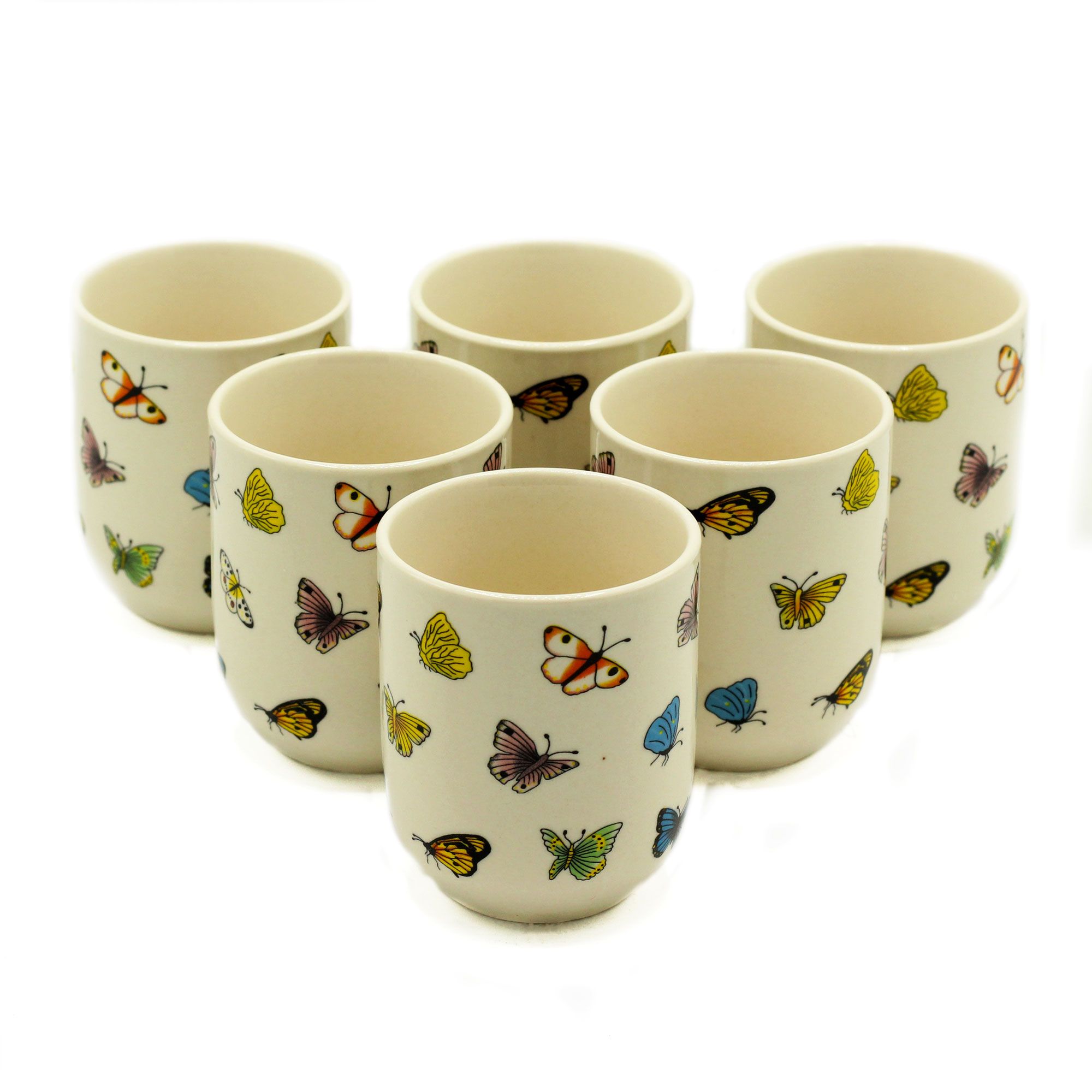 Keramik Teetassen Schmetterlinge 6 Stück 190 ml Keramik Teetassen Schmetterlinge 6 Stück 190 ml