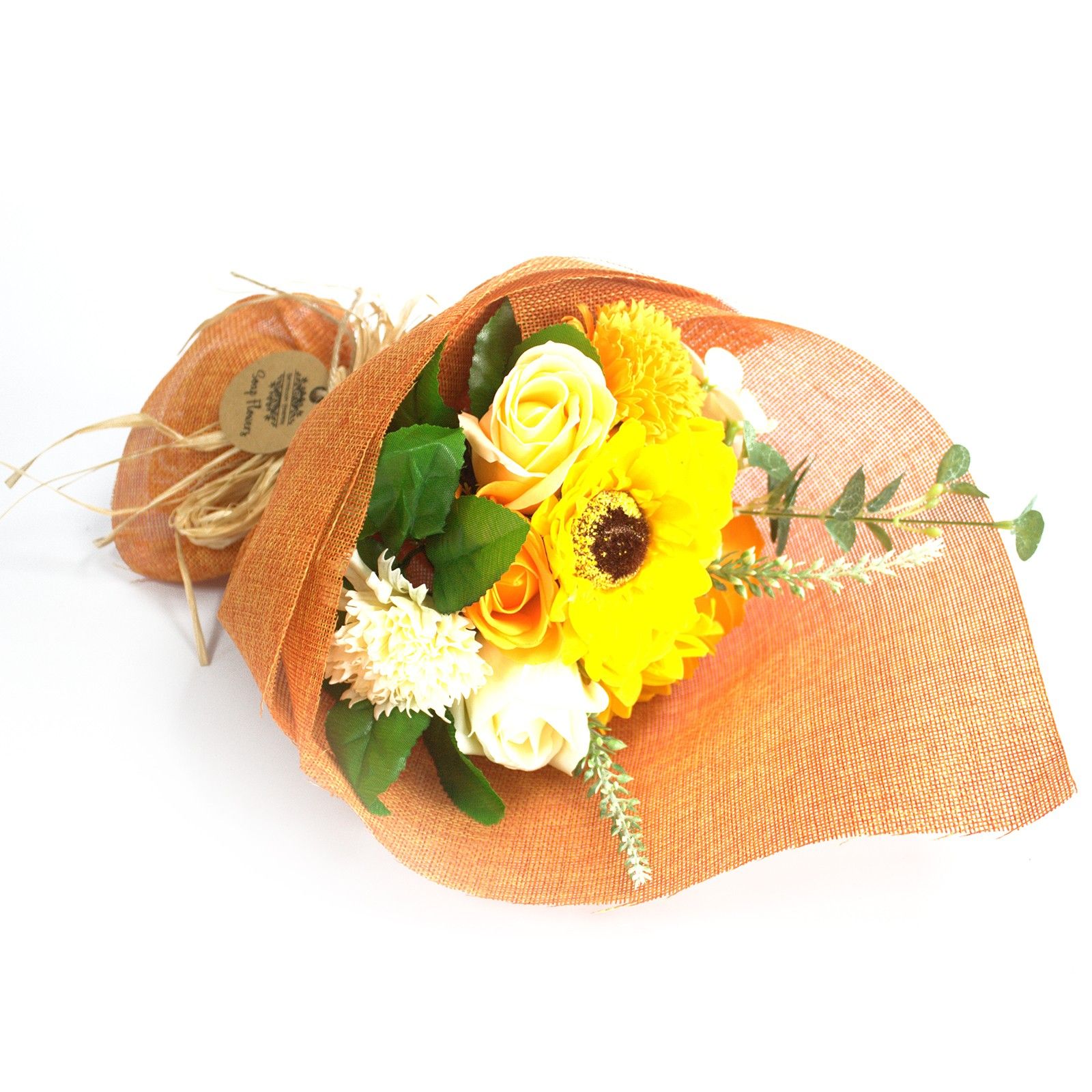 Seifenblumen Blumenstrauß Orange stehend dekoratives Geschenkset