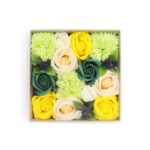 Seifenblumen Geschenkbox Frühling Quadrat Gelb & Grün