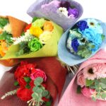 Seifenblumen Blumenstrauß Orange stehend dekoratives Geschenkset
