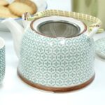 Keramik Teeservice Grünes Mosaik mit Teekanne & 6 Tassen – Honigbee Keramik Teeservice Grünes Mosaik mit Teekanne & 6 Tassen