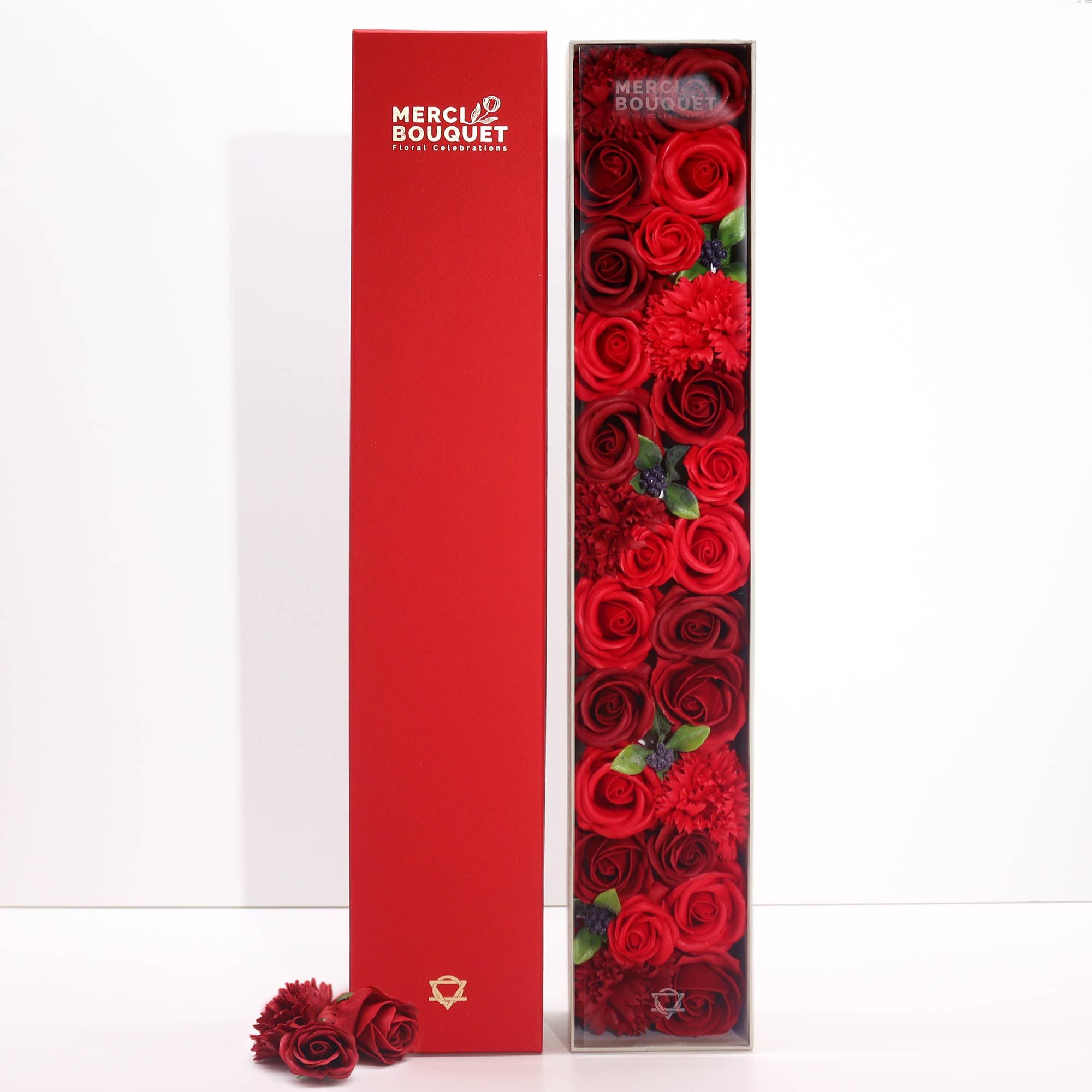 Seifenblumen Geschenkbox Rote Rosen XL – Romantisches Duftseifen Geschenk