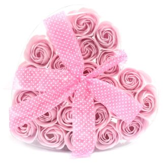 Seifenblumen Herzbox Rosa Rosen 24er Set