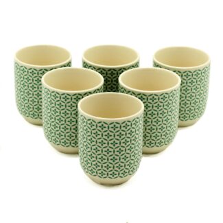 Keramik Teetassen Grünes Mosaik 6 Stück 190 ml