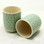 Keramik Teetassen Grünes Mosaik 6 Stück 190 ml – Honigbee Keramik Teetassen Grünes Mosaik 6 Stück 190 ml